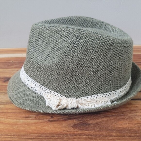 Olive Fedora with Lace | One Size - Picture 1 of 5